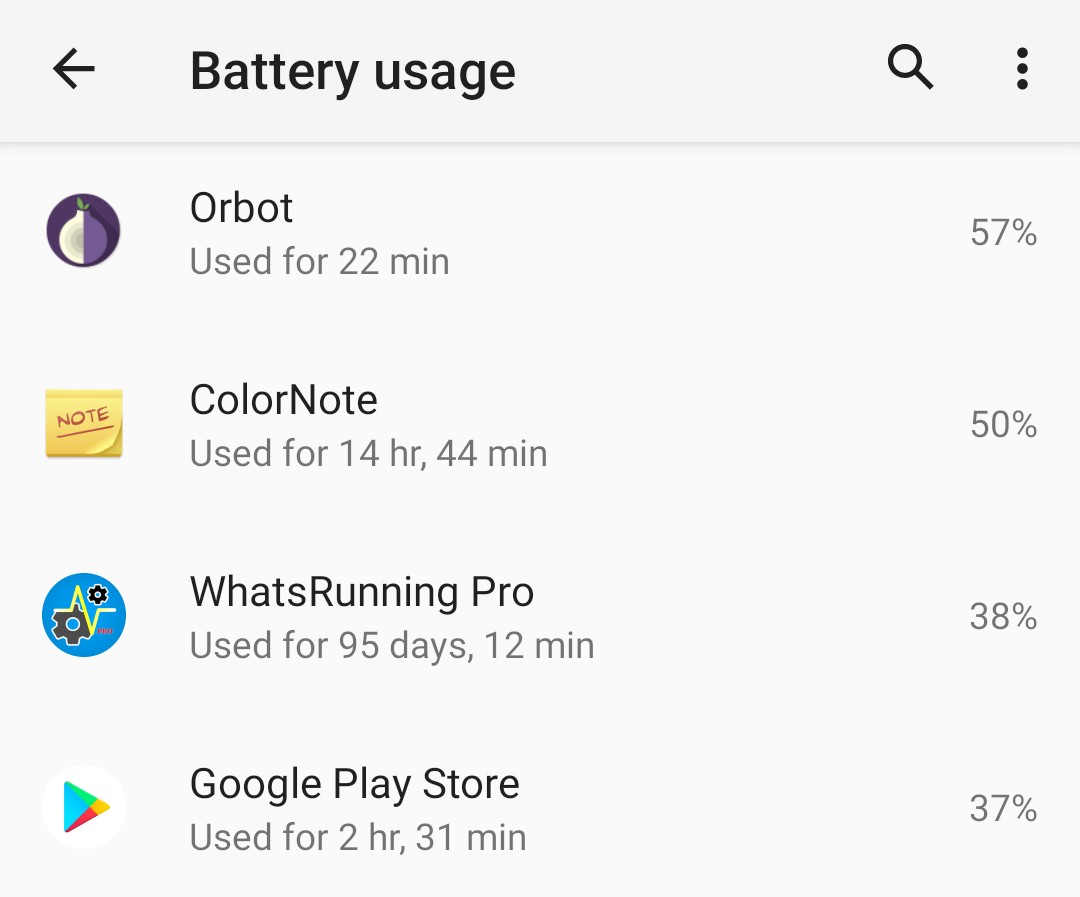 Android settings battery usage