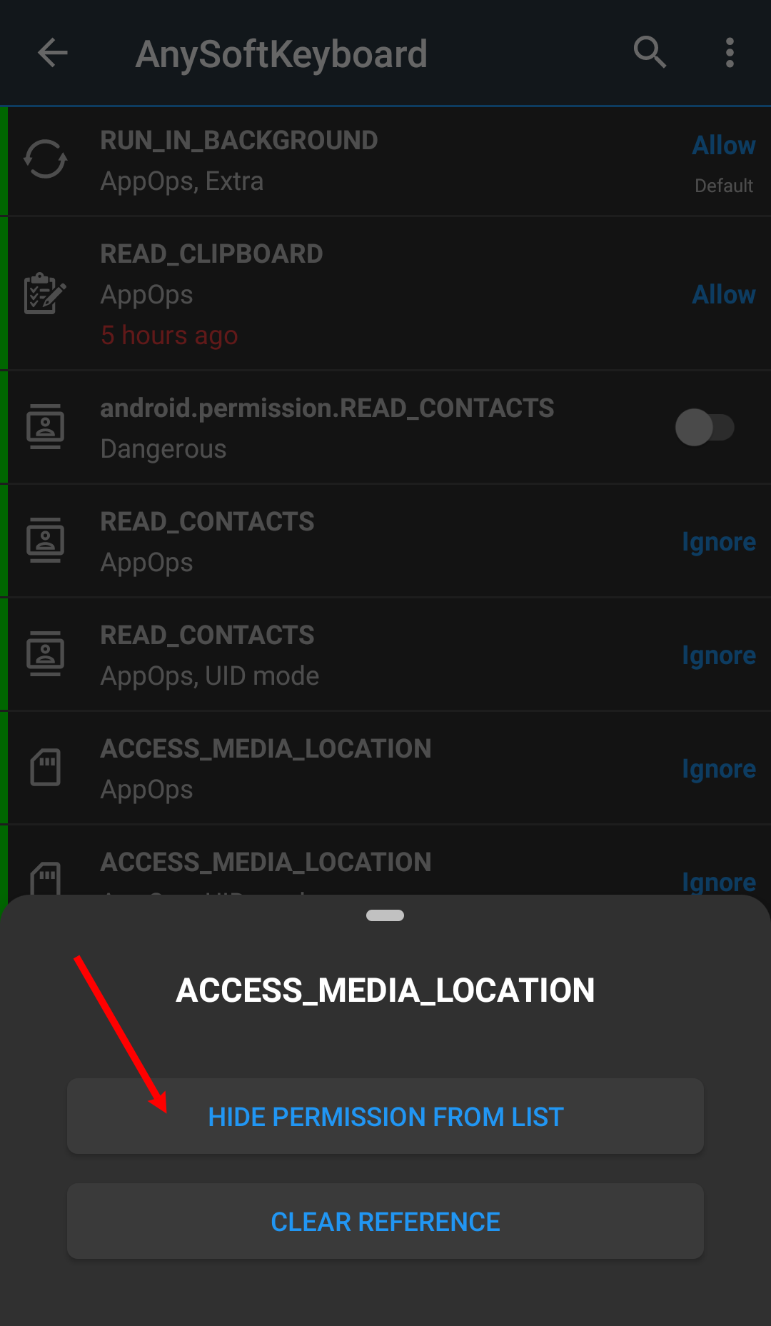 Hide permission from visible list