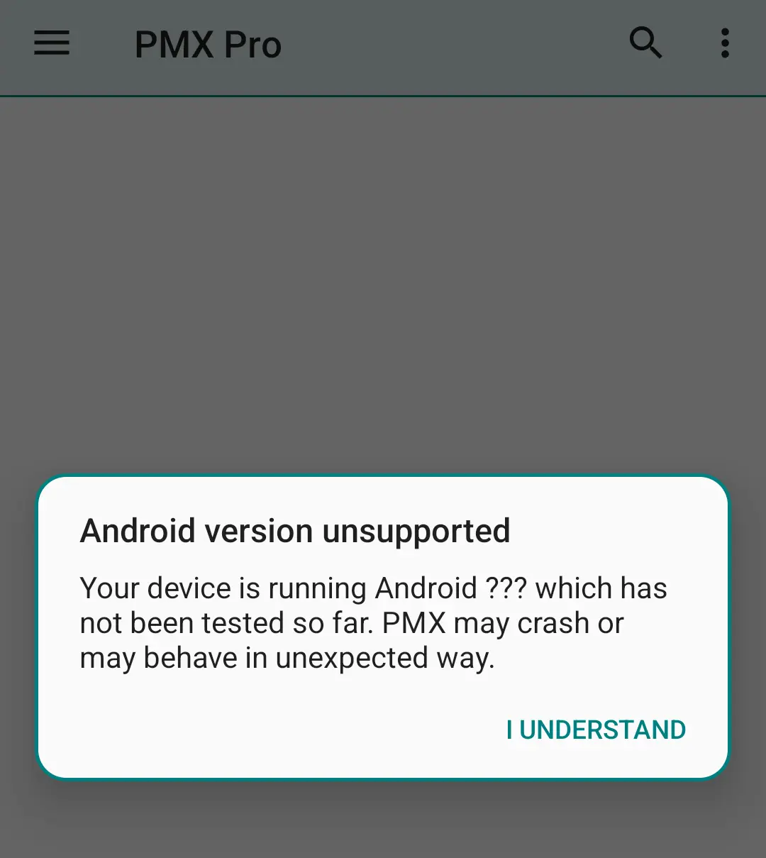 Unsupported Android version warning