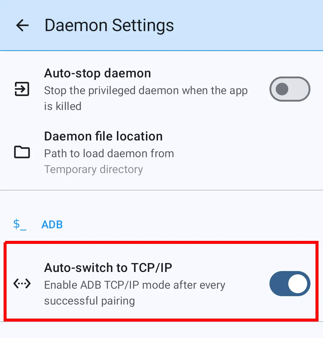 Auto switch to TCP/IP